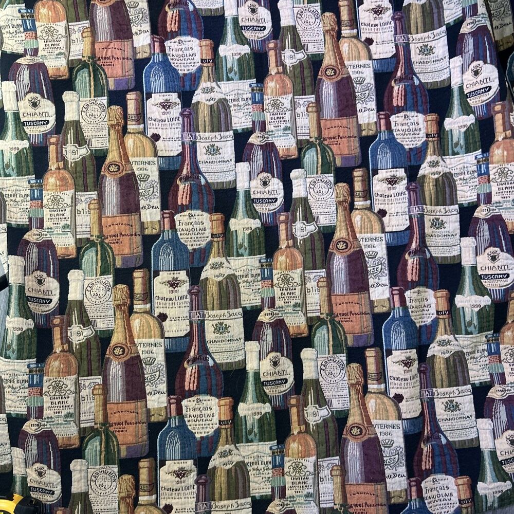 French and Italian Wine Bottles Themed Upholstery Fabric 2 Yards 54 Inch Wide